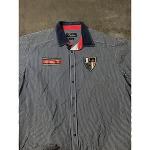 Eight 732 8732 Men's 4XL Button Down Shirt Striped Urban Streetwear‎